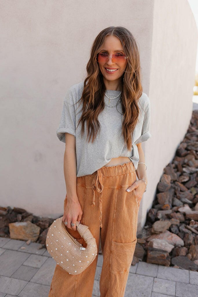 Seaside Breeze Mineral Wash Wide Leg Cropped Pants