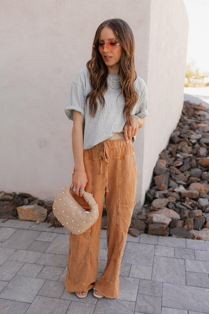 Seaside Breeze Mineral Wash Wide Leg Cropped Pants