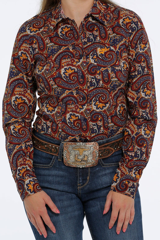 CINCH LADIES MAROON PAISLEY PRINT SHIRT