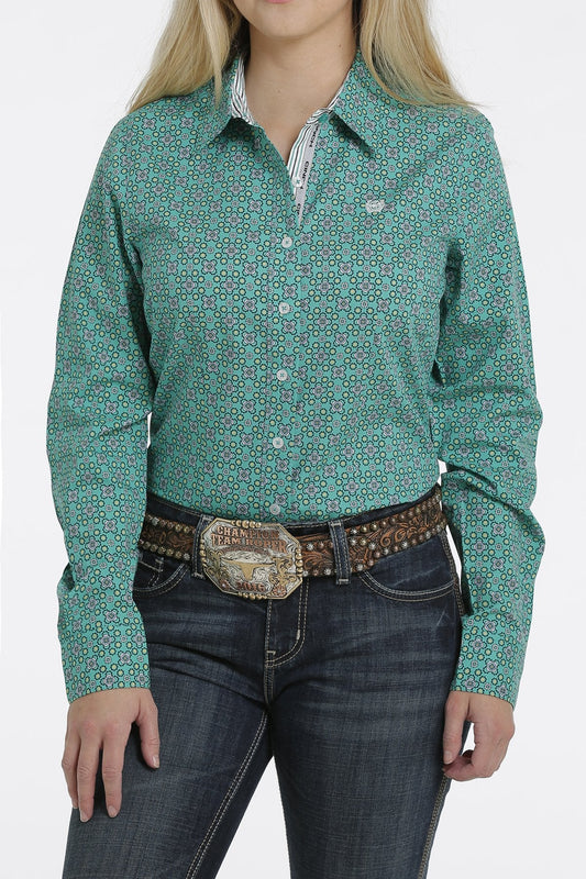 CINCH EMERALD BUTTON-DOWN WESTERN SHIRT