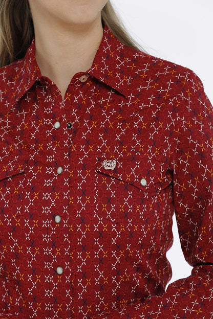CINCH LADIES BOLD RED X PRINT SHIRT