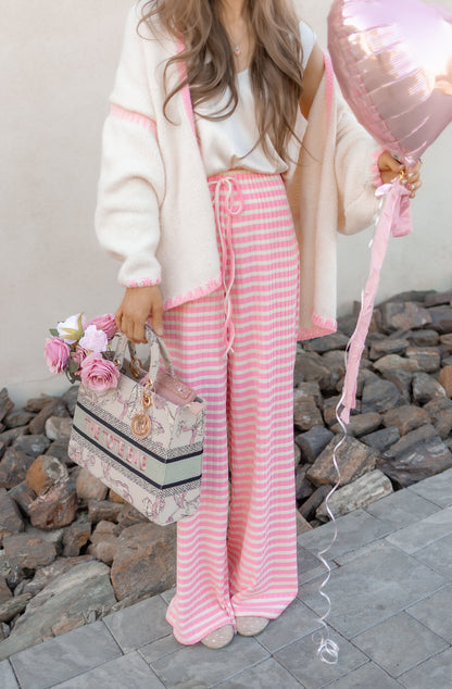 Wide Leg Stripe Tie Pants