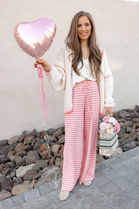 Wide Leg Stripe Tie Pants