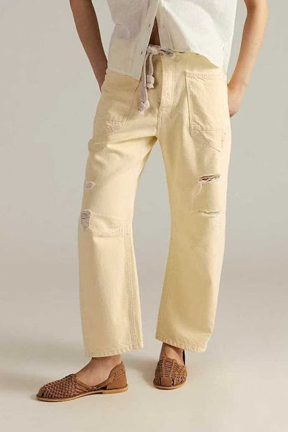 Wide Leg Patchwork Denim Pants