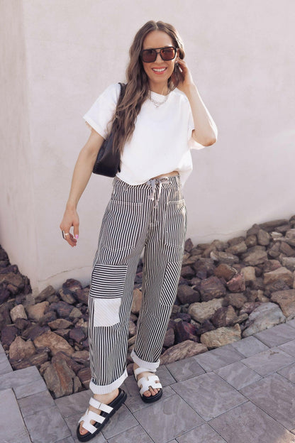 Easy Days Patchwork Railroad Striped Pants
