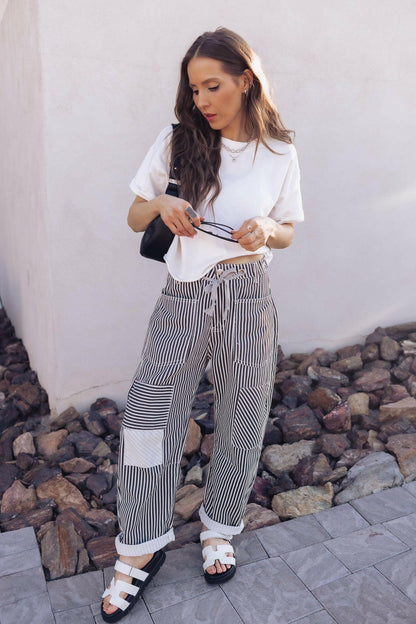 Easy Days Patchwork Railroad Striped Pants