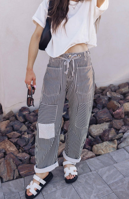 Easy Days Patchwork Railroad Striped Pants