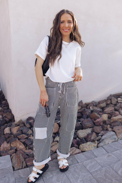 Easy Days Patchwork Railroad Striped Pants