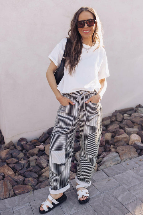 Easy Days Patchwork Railroad Striped Pants