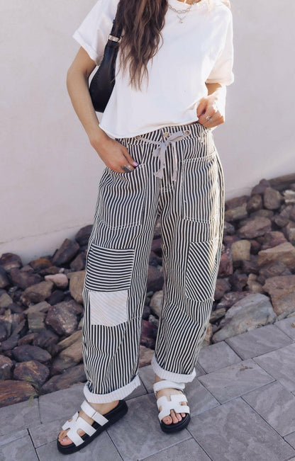 Easy Days Patchwork Railroad Striped Pants