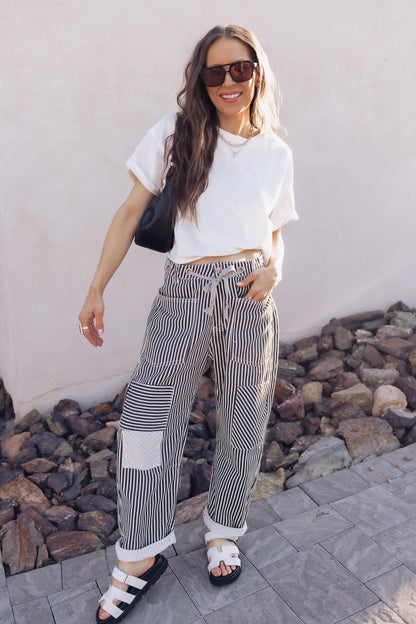 Easy Days Patchwork Railroad Striped Pants