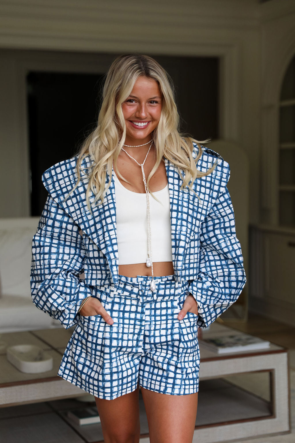 Hyde Park Jacket & Short Set - Blue Check
