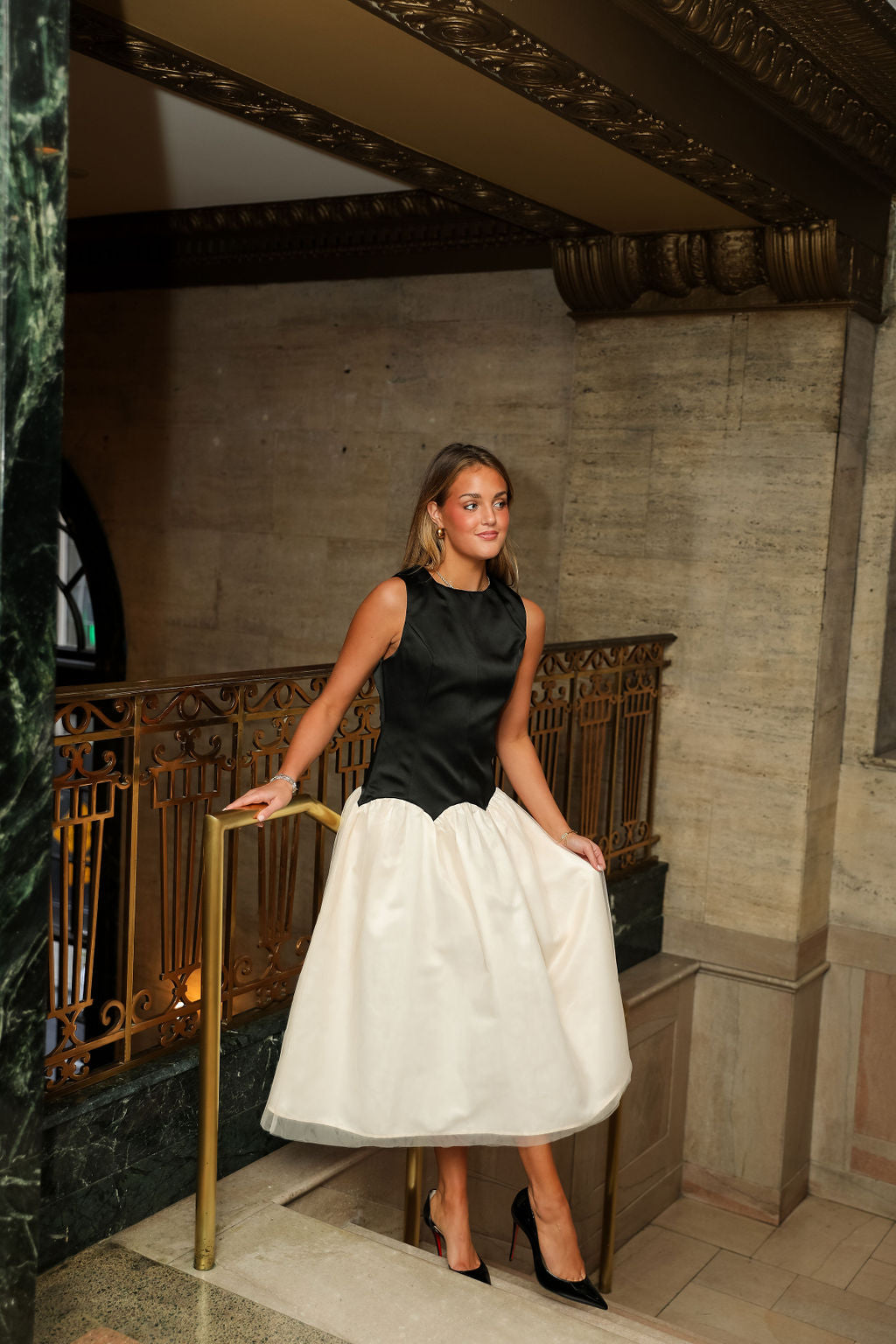 Elodie Dress - Black/Ivory