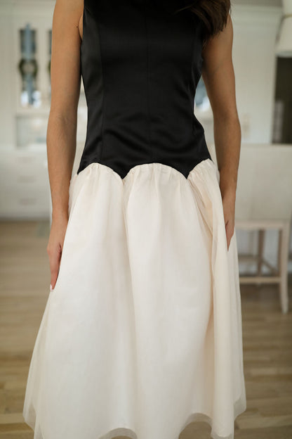 Elodie Dress - Black/Ivory
