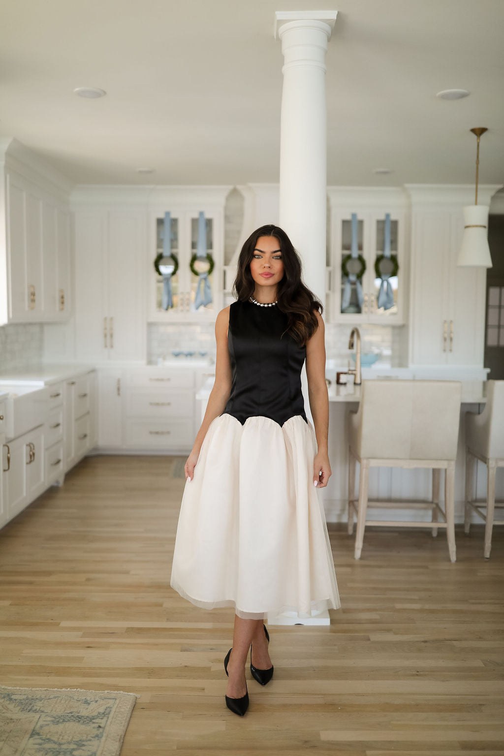 Elodie Dress - Black/Ivory