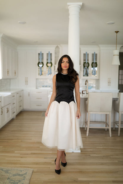 Elodie Dress - Black/Ivory