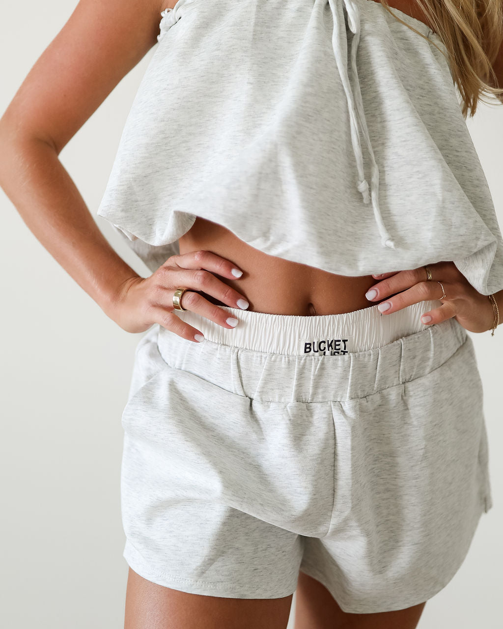 Britt  Bubble Crop Top - Ash Grey